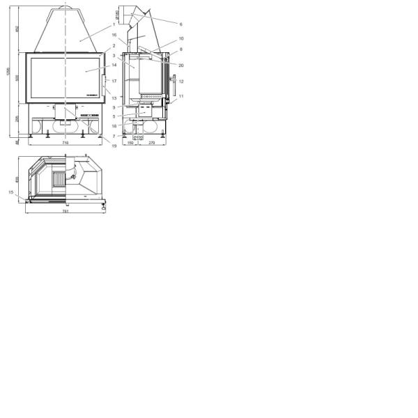 Haas & Sohn Kaminbausatz GENF-III Steinsims Ruivina, Kamineinsatz KOMFORT-IV 180.18 schwarz 0601800440000